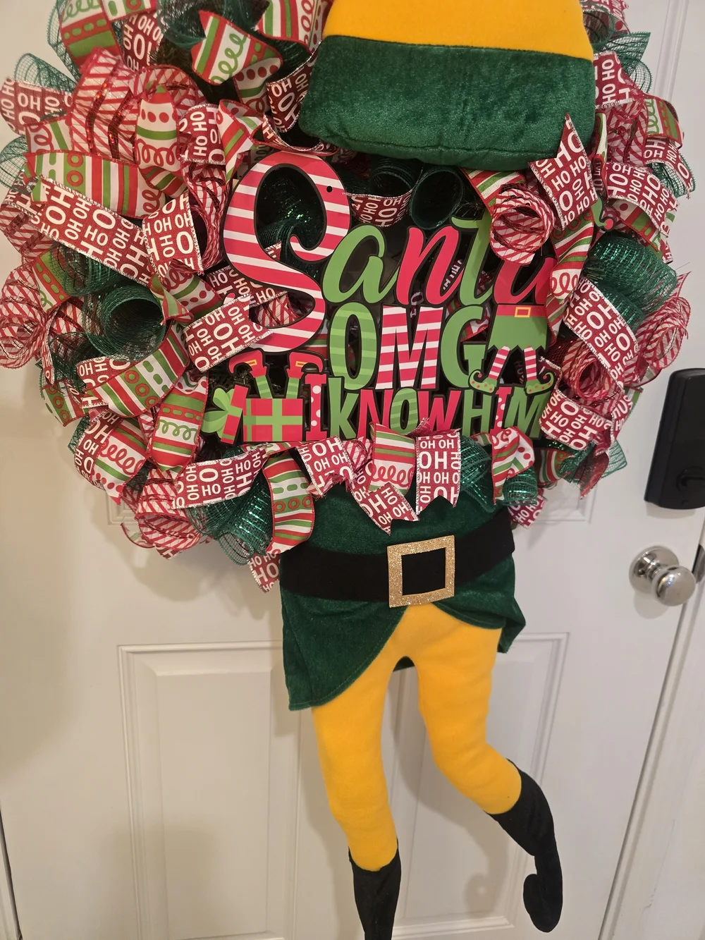 Festive Elf Door Wreath Santa Omg I Know Him Christnas